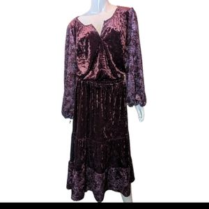 Frye & Co Dress Women Crushed Velvet Floral CottageCore Boho Whimsy Plus Size 2X